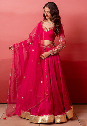 hot pink indian dresses - Circular romantic formal wear