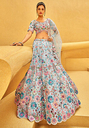 Blue lehenga online shopping sale