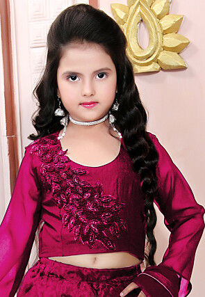 Hand Embroidered Organza Lehenga in Maroon