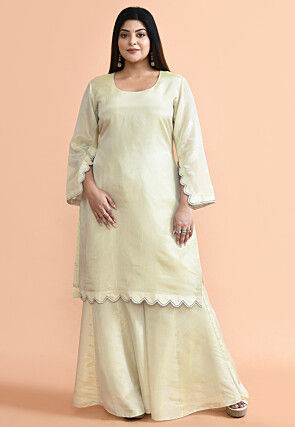Hand Embroidered Organza Pakistani Suit in Cream