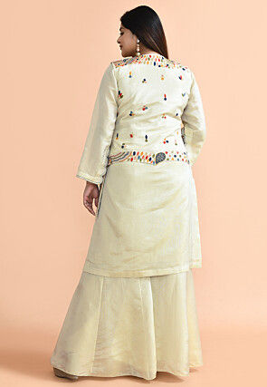 Hand Embroidered Organza Pakistani Suit in Cream