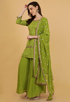 Hand Embroidered Organza Pakistani Suit in Green