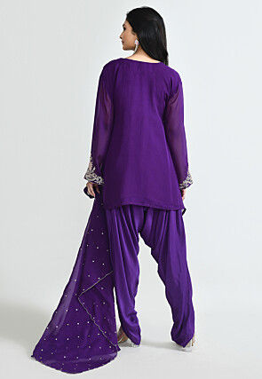 Hand Embroidered Organza Pakistani Suit in Purple