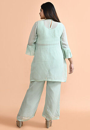 Hand Embroidered Organza Pakistani Suit in Sea Green