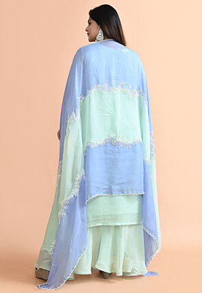 Hand Embroidered Organza Pakistani Suit in Sea Green
