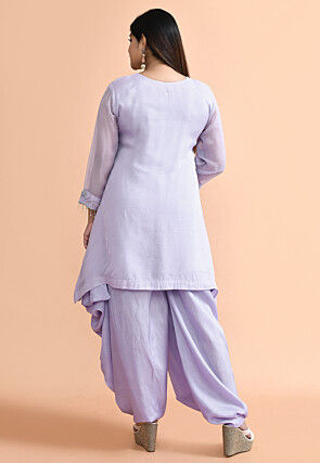 Hand Embroidered Organza Punjabi Suit in Purple