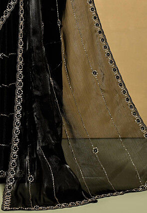 Hand Embroidered Organza Saree in Black