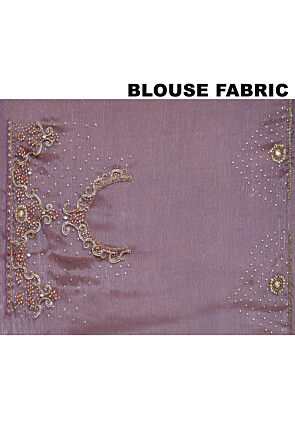 Hand Embroidered Organza Saree in Dark Violet