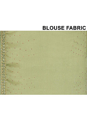 Hand Embroidered Organza Saree in Dusty Green