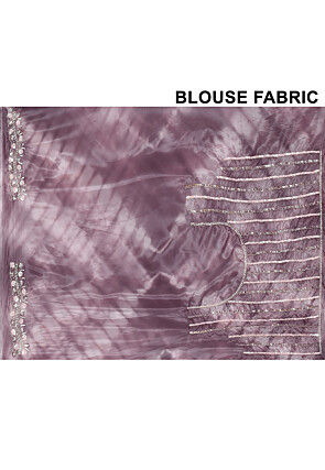 Hand Embroidered Organza Saree in Dusty Purple