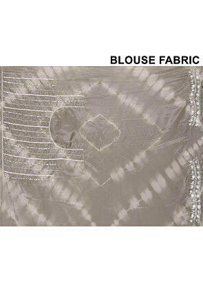 Hand Embroidered Organza Saree in Grey