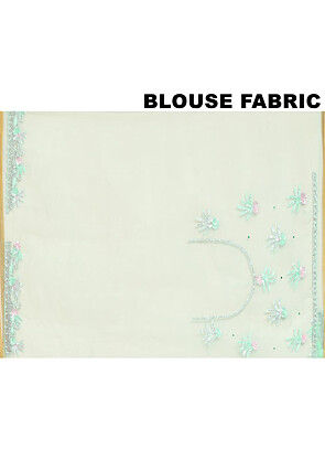 Hand Embroidered Organza Saree in Light Sea Green