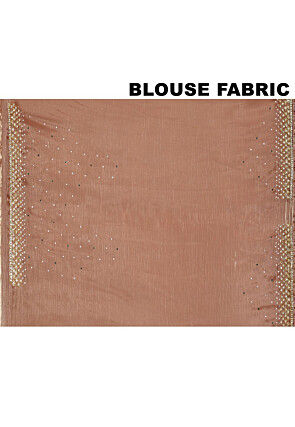 Hand Embroidered Organza Saree in Peach