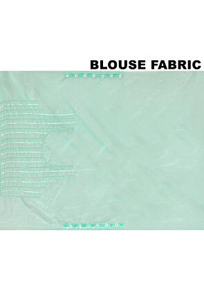 Hand Embroidered Organza Saree in Sea Green