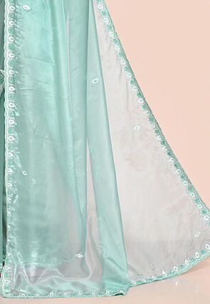 Hand Embroidered Organza Saree in Sea Green