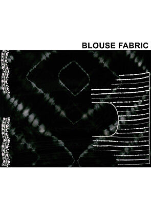 Hand Embroidered Organza Scalloped Saree in Black