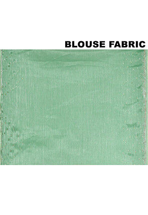 Hand Embroidered Organza Scalloped Saree in Green