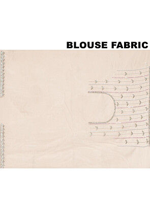 Hand Embroidered Organza Scalloped Saree in Off White