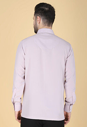 Hand Embroidered Polyester Shirt in Light Purple