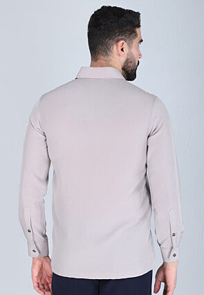 Hand Embroidered Polyester Shirt in Light Purple