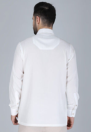 Hand Embroidered Polyester Shirt in White