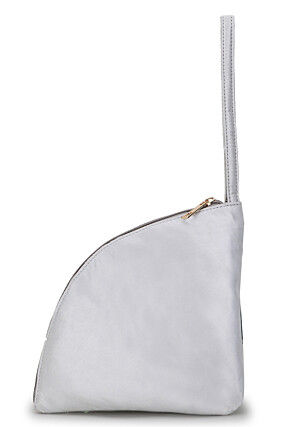 Hand Embroidered PU Wristlet in Grey