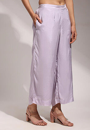 Hand Embroidered Pure Chanderi Silk Straight Kurta Set in Lilac