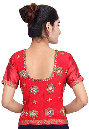 Hand Embroidered Pure Crepe Top in Maroon