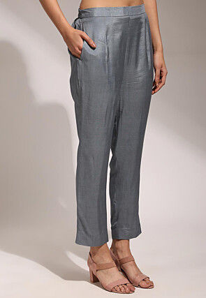 Hand Embroidered Pure Dupion Silk Straight Kurta Set in Mustard