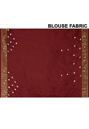 Hand Embroidered Pure Kanchipuram Saree in Orange and Maroon