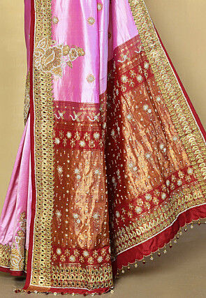 Hand Embroidered Pure Kanchipuram Silk Saree in Light Purple