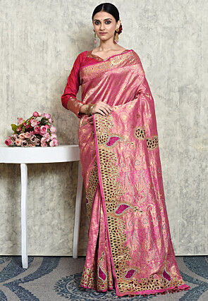 Fabulous Pink Color Pure Silk Traditional & Wedding Wear Saree