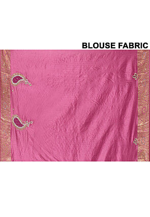 Hand Embroidered Kanchipuram Silk Saree in Pink