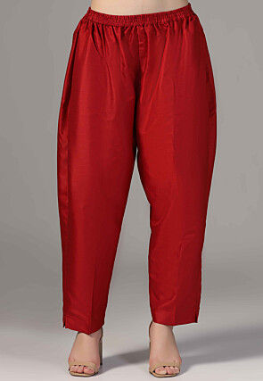 Hand Embroidered Raw Silk Pakistani Suit in Maroon