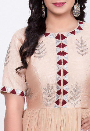 Hand Embroidered Raw Silk Tunic Sharara Set in Off White