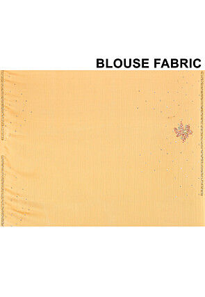 Hand Embroidered Satin Chiffon Saree in Yellow