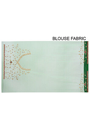 Hand Embroidered Shimmer Net Saree in Green