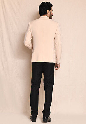 Hand Embroidered Terry Rayon Bandhgala in Peach