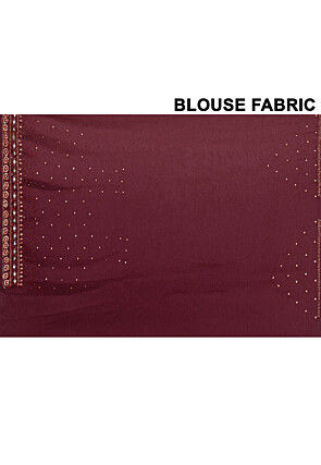 Hand Embroidered Tissue Organza Scalloped Saree in Brown