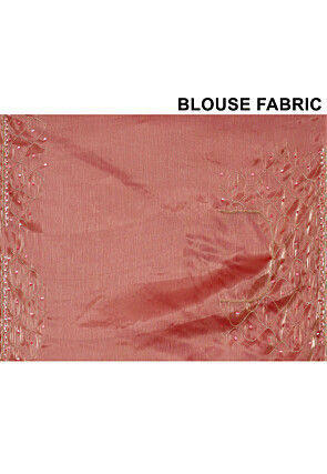 Hand Embroidered Tissue Saree in Rose Gold