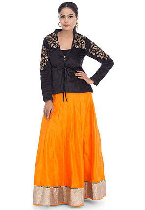 Hand Embroidered Velvet Jacket in Black