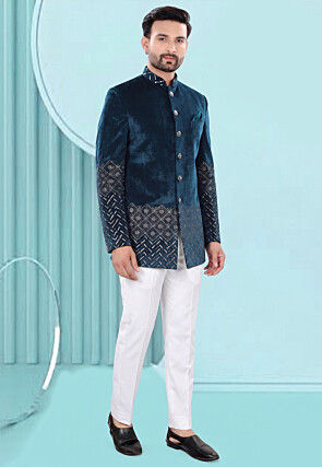 Blue - Velvet - Collection of Indian Dresses, Accessories & Clothing in  Ethnic Fashion
