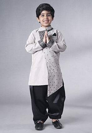 Hand Embroidered Velvet Sherwani Set in Grey