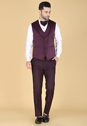 Hand Embroidered Velvet Tuxedo in Purple