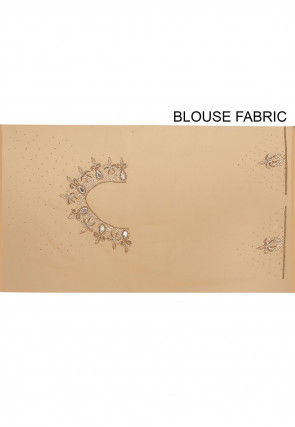 Hand Embroidered Viscose Georgette Saree in Beige