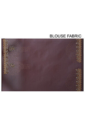Hand Embroidered Viscose Georgette Saree in Dark Brown