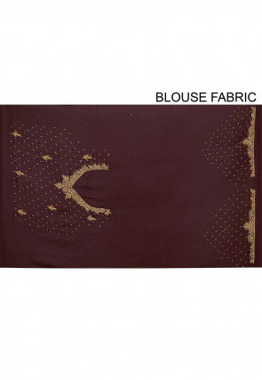 Hand Embroidered Viscose Georgette Saree in Dark Brown