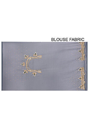 Hand Embroidered Viscose Georgette Saree in Dark Grey