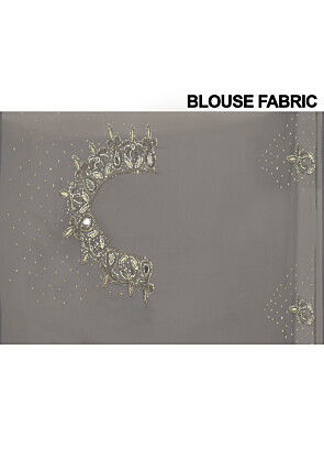 Hand Embroidered Viscose Georgette Saree in Grey