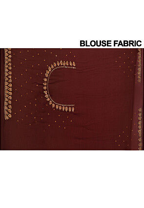 Hand Embroidered Viscose Georgette Saree in Maroon